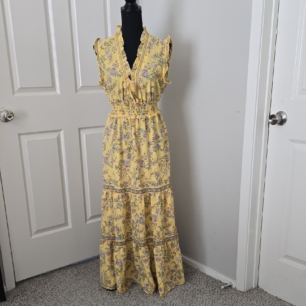 Floral Yellow Maxi Dress